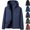 Dark Blue, variant on Men's Windproof Raincoat Jacket Fleece Lined Water Resistant Hooded Active Windbreaker with Chest Pocket for Outdoor Cold Weather Workwear, Black, XXXL