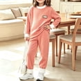 thumbnail image 2 of Acaics Girls' 2 Piece Ribbed Tracksuit Set: Color Block Crew Neck Long Sleeve Cuffed Jogger Outfit, Soft Daily Loungewear for Girls Ages 6 Months–6, 2 of 7