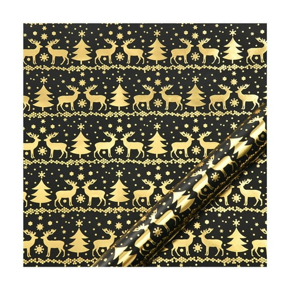 TanSiDing 10pcs Christmas Wrapping Paper Bulk - Premium Thick Kraft Gift Wrap with Holiday Tree and Deer Designs for Festive Present Packaging