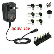 12W AC/DC Universal Adjustable Voltage Power Supply AC/DC Adapter US Plug Charger,Multi Adapter Output 3V-4.5V-5V-6V-7.5V-9V-12V