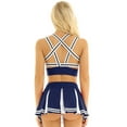 thumbnail image 3 of Aislor Ensemble de Crop Top Cheerleader pour Femmes avec Jupe Plissée Mini Uniforme Cheerleading Bleu Marine L, 3 of 7