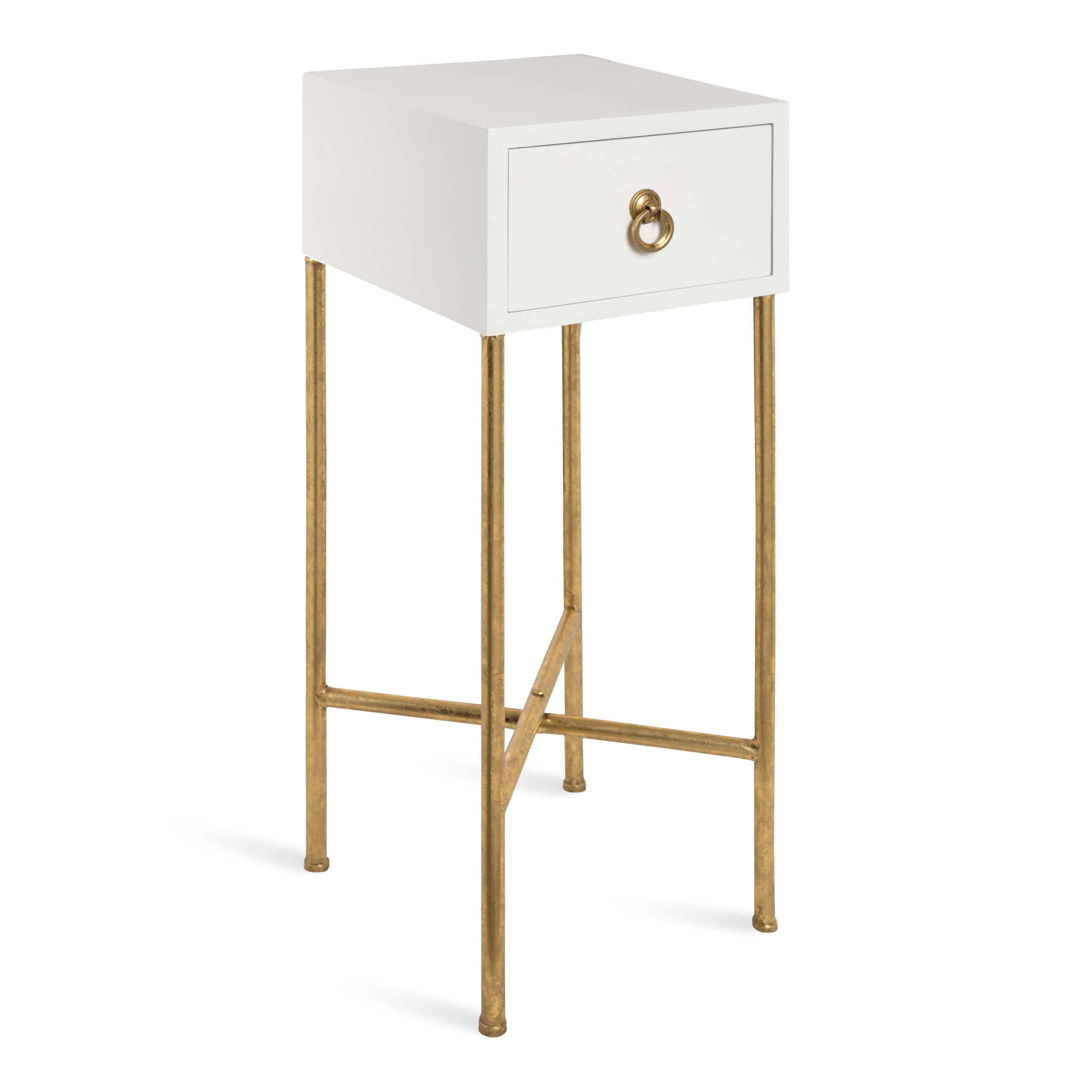 Kate and Laurel Decklyn Modern Glam Wood Side Accent Table with Drawer