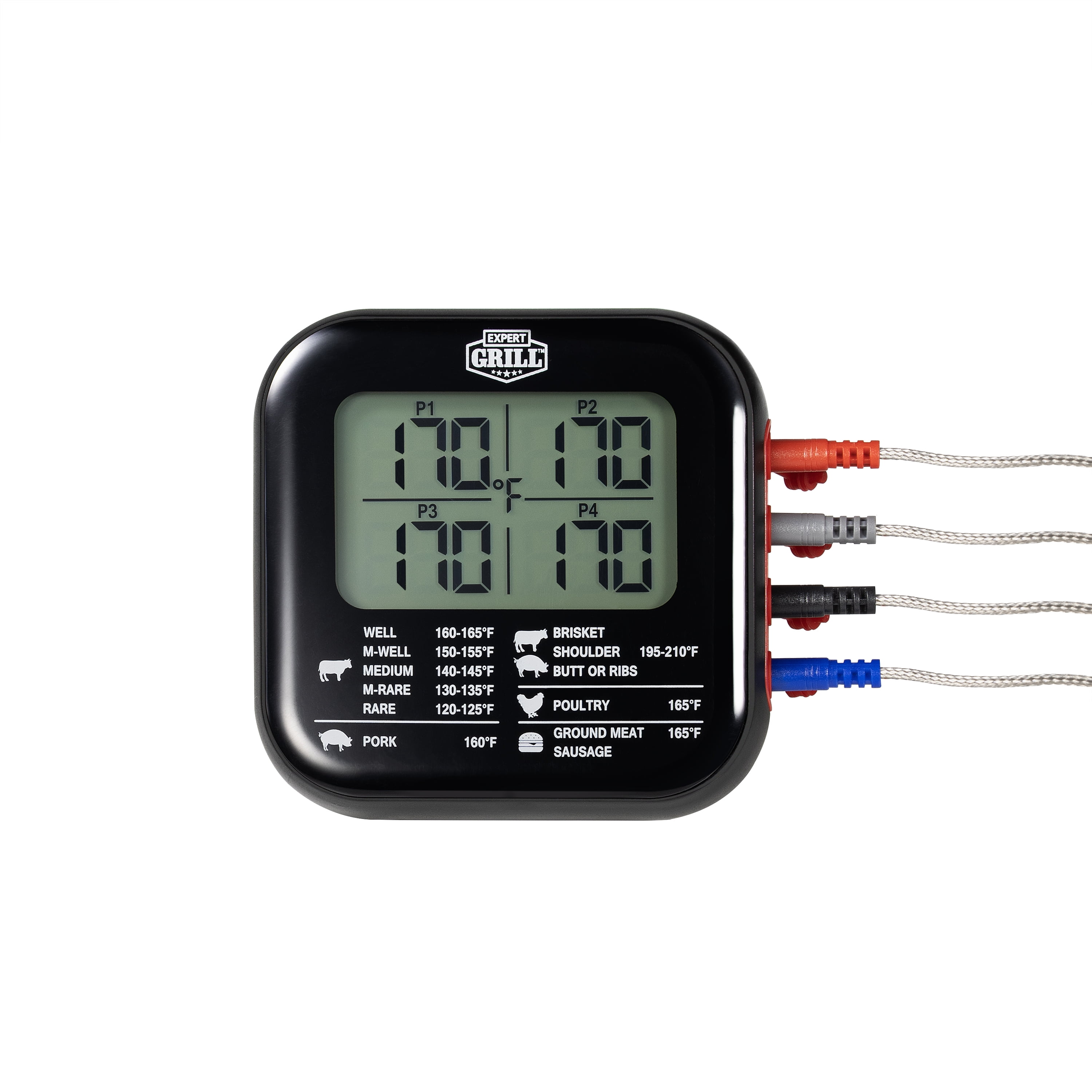 Expert Grill ABS LCD Display Cooking Thermometer with 4 Temperature Probes