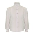thumbnail image 1 of Camisa gótica de hombre con cuello alto y mangas abullonadas, ribete de encaje, poliéster, para todas las estaciones, elegante para fiestas/vacaciones., 1 of 7