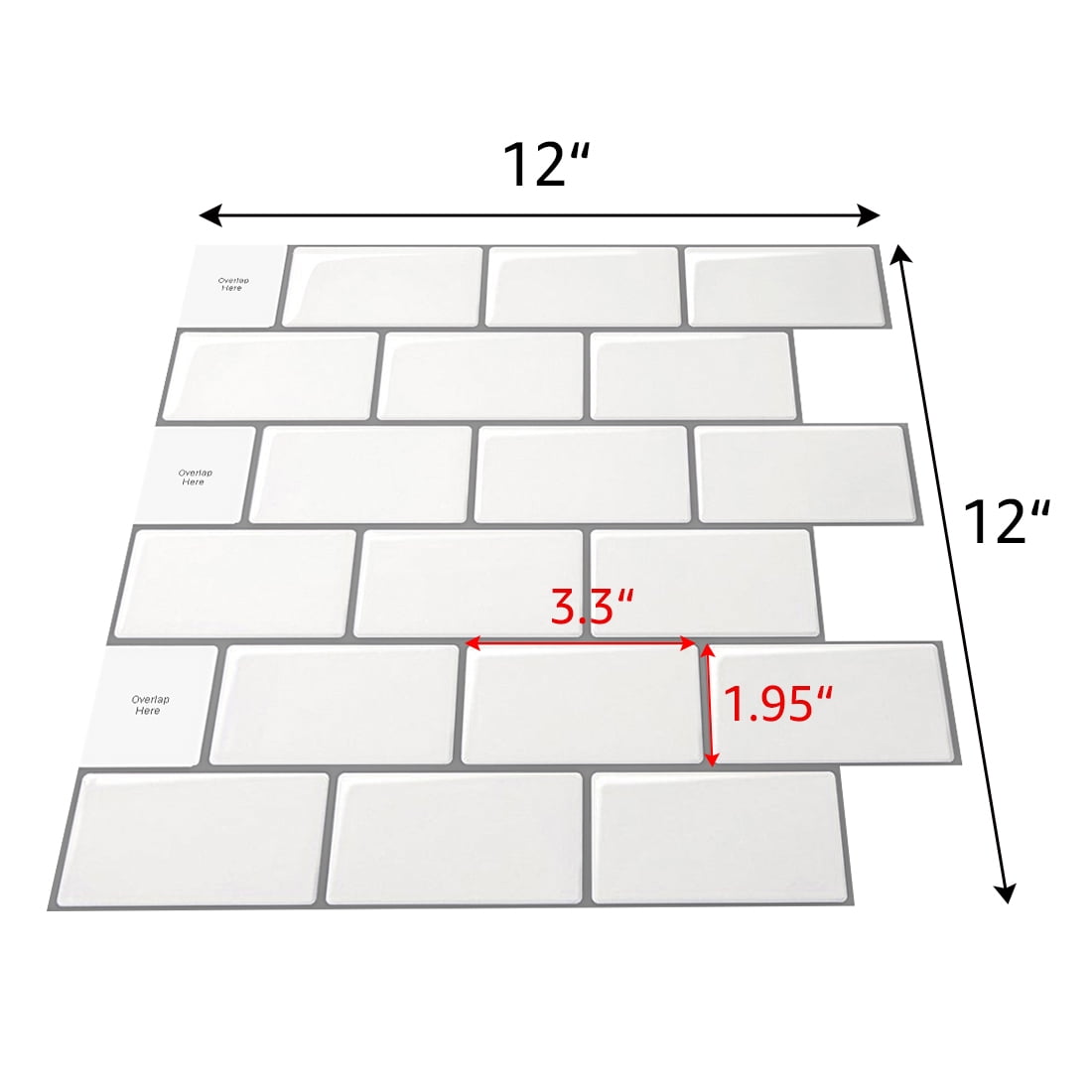 Art3d Peel and Stick Backsplash Tiles White Kitchen Backsplash Tiles in Subway Design(12" x 12" 10 Pieces)