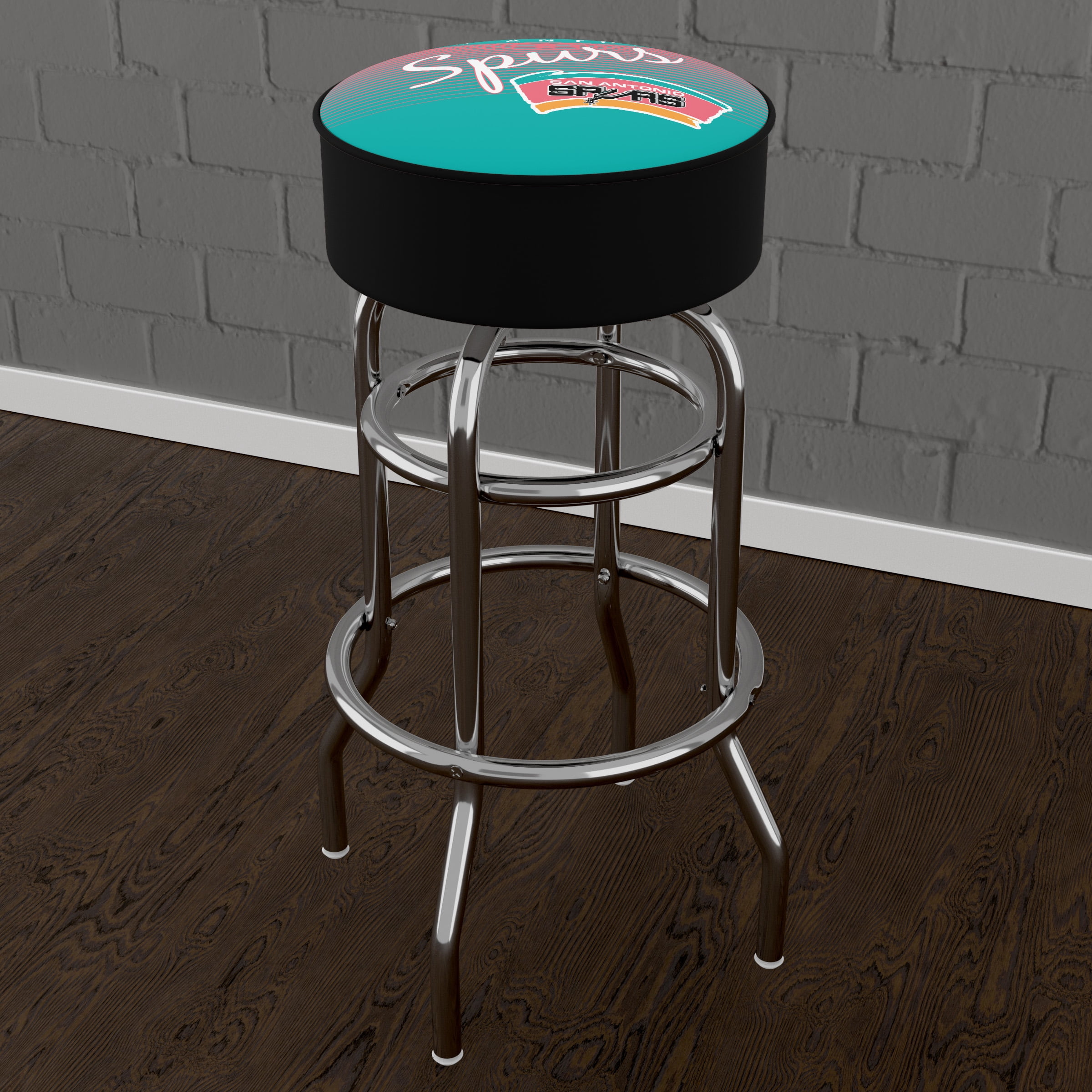 Trademark Gameroom San Antonio Spurs Hardwood Classics Bar Stool with Padded Seat
