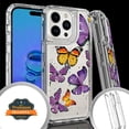 thumbnail image 2 of Xpression Cover for Apple iPhone 15 Pro (6.1") Heavy Duty Design Fashion Image Clear 3 in 1 Hybrid Shockproof Full Edge Hard PC Front Frame Bumper Phone Case - Butterfly Purple, 2 of 10