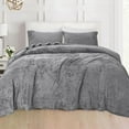 thumbnail image 5 of Elegant Comfort 4-Piece Velvet Plush Flannel Sheet Set Velvet Flannel Fleece Deep Pocket Sheet Set - Twin XL, Gray, 5 of 7