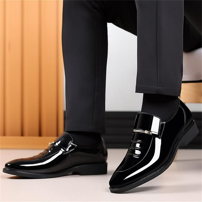 Mens Dress Shoes Formal Business Oxford Suit High Gloss Patent Leather Slip On Loafers Comfortable Shoe for Men