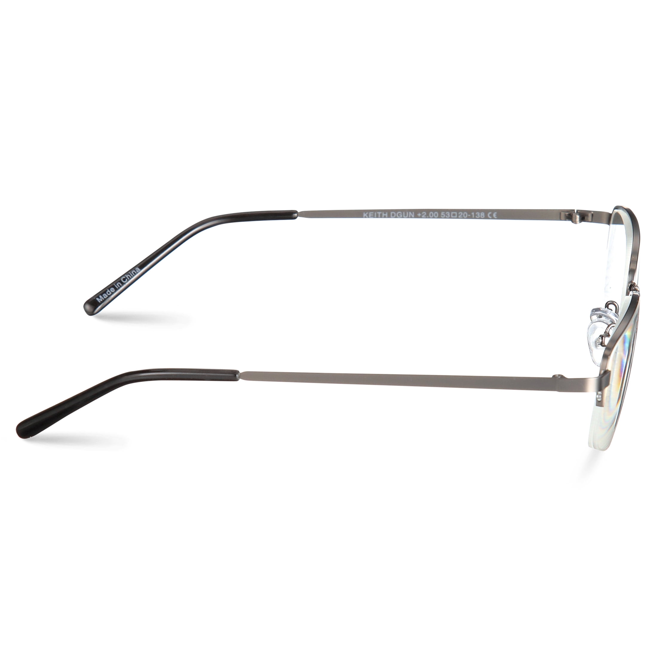 M+ Readers Men's Keith +2.00 Rectangle Reading Glasses with Case, Dark Gunmetal