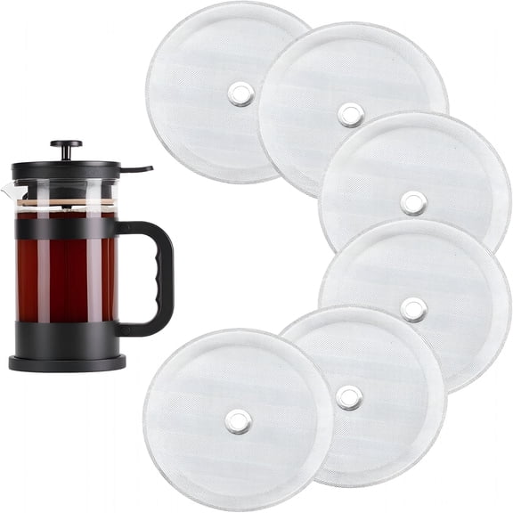 ACDANC 6 Packs French Press Filters Replacements,4 Inch Premium Stainless Steel French Press Screen Replacement for 1000 Ml/ 34 Oz/ 8 Cup French Press Coffee And Tea Makers
