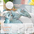 thumbnail image 3 of Sea Turtle Coastal Bedding 3 Piece Duvet Cover Set California King, Vintage Teal Nautical Beach Botanical Soft Microfiber Comforter Cover with Zipper Closure & Pillowcases, FadeResistant Quilt Cover, 3 of 9