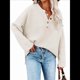 thumbnail image 1 of Suéteres de Gran Tamaño para Mujer, con Mangas Largas de Murciélago, Cuello en V Holgado, Botones, Estilo Henley, Jersey de Punto. Crema L, 1 of 6