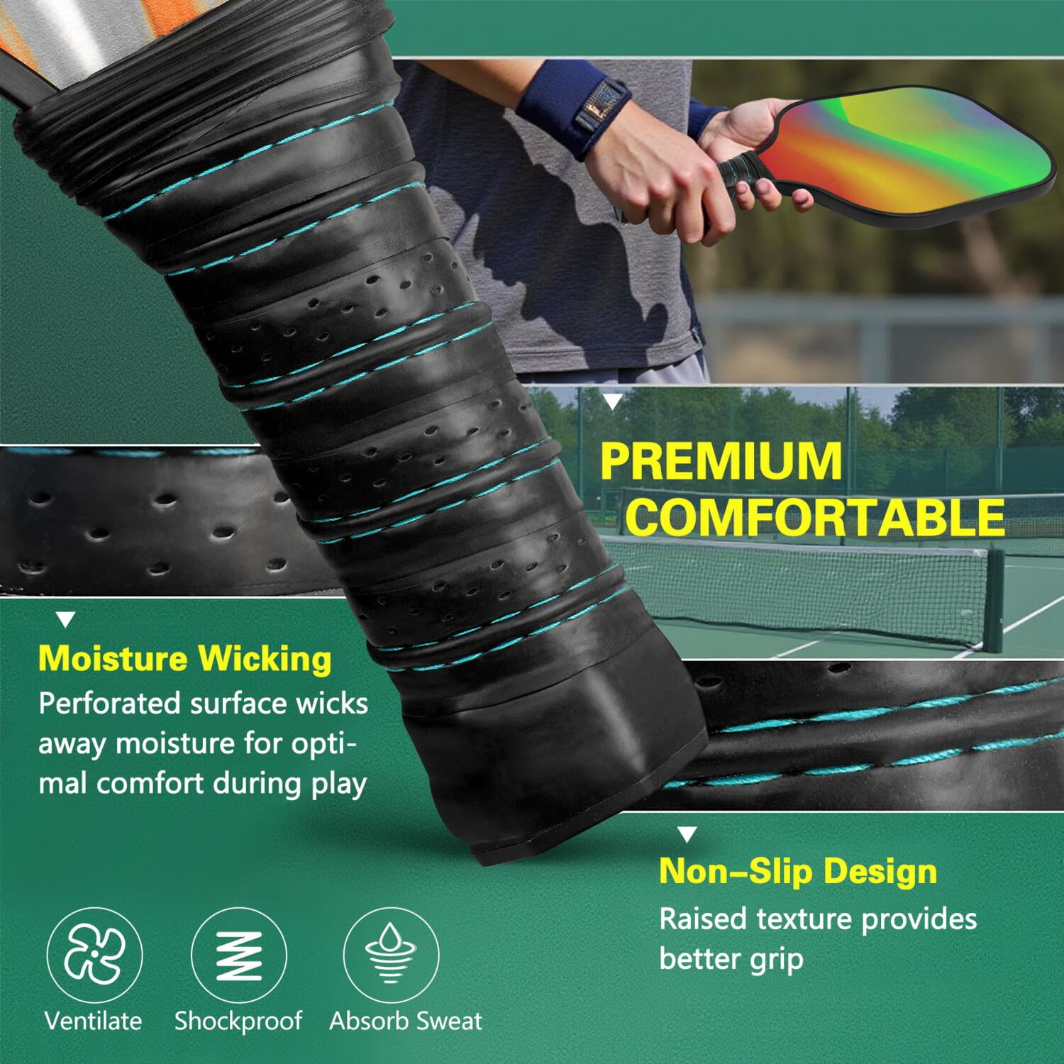 Pickleball Paddles Set Of 1, Fiberglass Surface, Fluid Smoke Aurora Art Style, 1 Paddle, 2 Balls & Bag