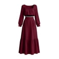 thumbnail image 5 of CHUMUD Womens Sets 2 Piece Outfits Skirts Fall Trendy Long Sleeve Ruffled Crop Top & High Waist Maxi Skirt Casual Going Out Vacation, 5 of 5