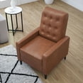 thumbnail image 3 of Merrick Lane Darcy Recliner Chair Cognac Brown Mid-Century Modern Faux Leather Tufted Upholstery Ergonomic Push Back Living Room Recliner, 3 of 16