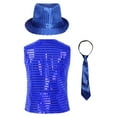 thumbnail image 2 of inhzoy Kids Boys Girls Jazz Hip-Hop Dance Dazzled Jacket Shiny Sequins Vest Royal Blue-A 80, 2 of 5