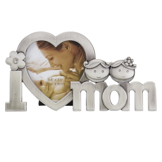 MasteelfCA Mother's Day Photo Frame Heart Shape Photo Frame Metal Photo Prop I Love You Mom Photo Frame