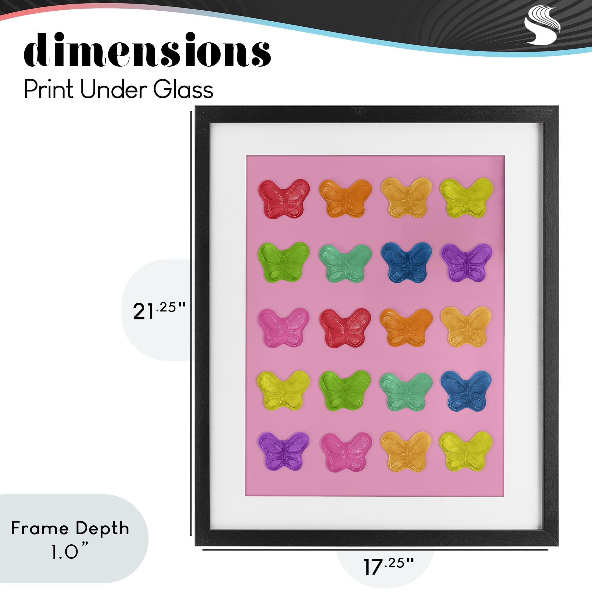 Stupell Industries Colorful Butterflies on Pink Black Framed Print Under Glass, design by LISH Creative