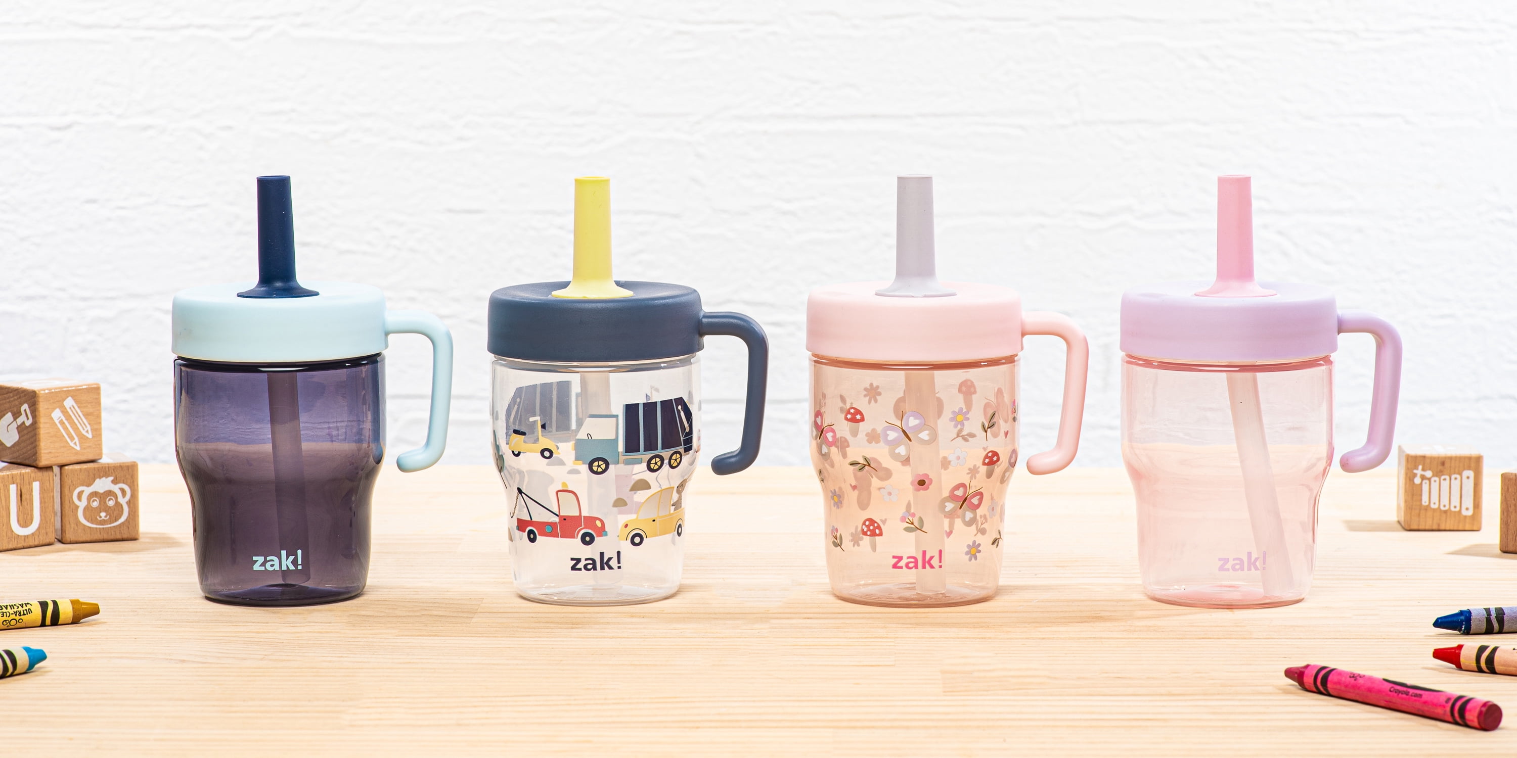 Zak Designs Bluey Capri Toddler Tumbler For Travel or At Home, 10oz 2-Pack Durable Plastic Sippy Cups With Handle and Leak-Proof Design are Perfect For Kids (Bluey and Bingo)