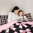thumbnail image 4 of Feelyou Black Pink Bow Bedding Comforter Set 7pcs, Fashion Cartoon Ribbon Full Bedding Set, 4 of 8
