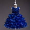 thumbnail image 2 of NIEWTR Flower Girl Robe en Tulle Satin pour Invité de Mariage, Fête, Anniversaire, Princesse, Concours, Enfants, Robe de Soirée (Bleu, 3-4 Ans), 2 of 4