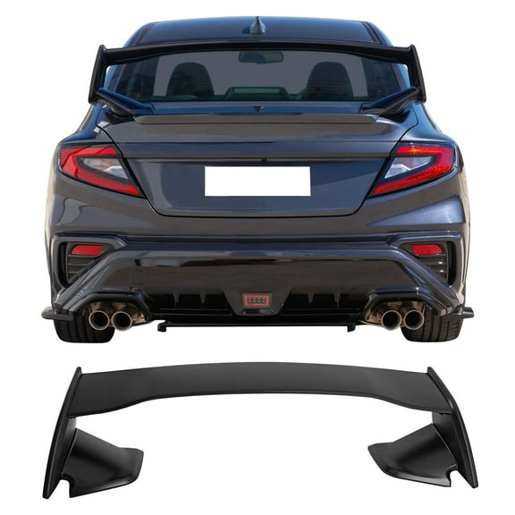 Ikon Motorsports 5PCS Stand Up Rear Trunk Deck Lid Spoiler Wing Lip For 2022-2026 Subaru WRX VB 5th Sedan 4-Door STI Style Unpainted Black ABS Plastic