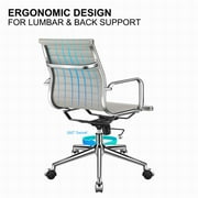 LUXMOD Gray Office Chair Adjustable Swivel Chair in Durable Vegan Leather, Mid Back Office Chair with Armrest, Ergonomic Desk Chair for Extra Back & Lumbar Support, Modern Executive Chair Gray