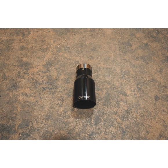 Valvetronic Design Exhaust Tail Pipe Tip VTD.TIP.SW.30.35.BLK 3 Inch Inlet Diameter; 3-1/2 Inch Outlet Diameter; T304 Stainless Steel; Single Wall Black Tip; Round; Straight Cut; Non-Rolled Edge