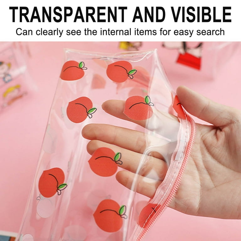 Cute Peach Clear Cosmetic Bags Travel Toiletry Clear Makeup Bags Cute Cartoon Peach Cosmetic Bag Waterproof Transparent Makeup Bag Portable Storage Bag Travel Toiletry Organizer Pouch for Women Walmar...