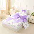 thumbnail image 2 of Erosebridal Girly Purple Cartoon Bowknot Twin Sheet Sets,Kawaii Flowers Floral Bedding For Kids 3 Pieces, 2 of 6