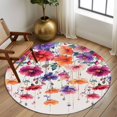 thumbnail image 2 of Round Rugs 5Ft, Spring Flowers Round Area Rug Washable Indoor Throw Carpet, Modern Watercolor Paining Leaf Floral Soft Non Slip Circle Rug for Cabinet Bathroom Home Decor Aesthetic, 2 of 8