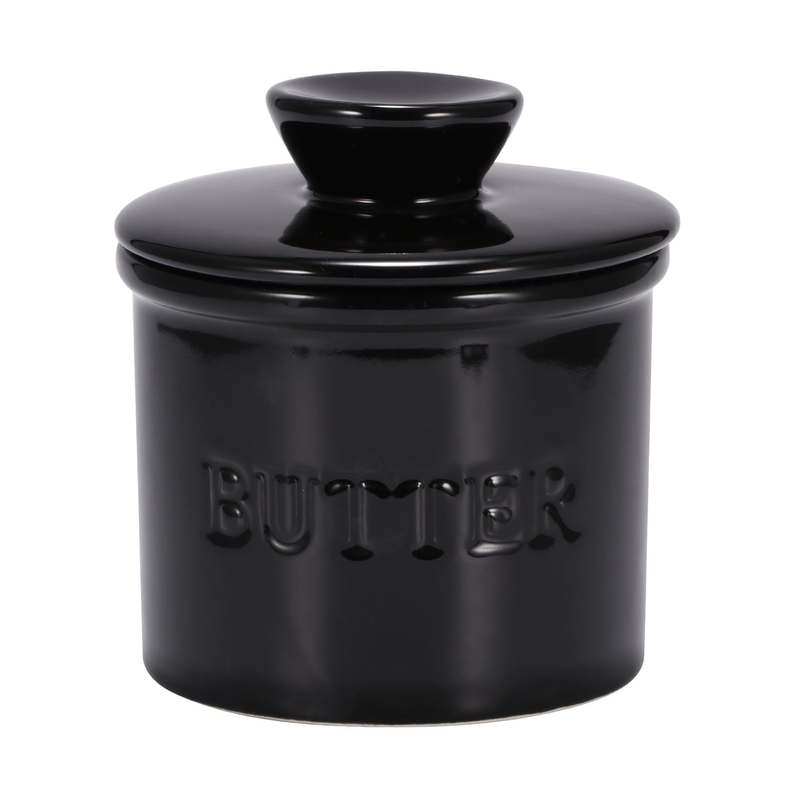 Black Pottery Butter Crock,Butter keeper,French Butter dish.