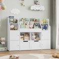 thumbnail image 4 of Homfa 4 Doors Kids Bookcase with 3 Tier Book Racks & 2 Mobile Drawers, 4 Cube Bookshelves Toy Storage Organizer for Playroom Kids Room, White, 4 of 8