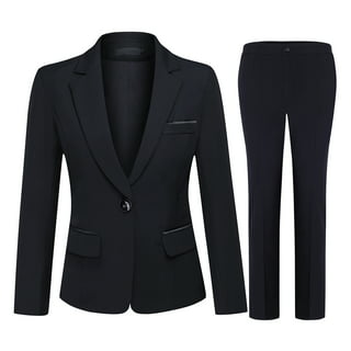 Youthup Women's Polyester Casual Slim Fit Office 2 Button Suit 2 Pcs ...