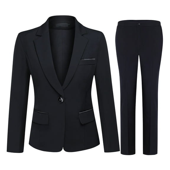 AZoiNM Women's One Button Blazer Pant Suit Set Slim Fit Business Formal Office Wear