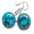 thumbnail image 2 of Pendientes colgantes Zulema Retro Azul Turquesa de piedras preciosas naturales, 2 of 8