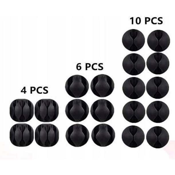 20 soportes de cables autoadhesivos, abrazadera de cable, kit de conector de cable de gestión de cables para mostrador de barra, cable de alimentación, cable de carga USB, cargador, cable de audio (negro) Rojo Verde