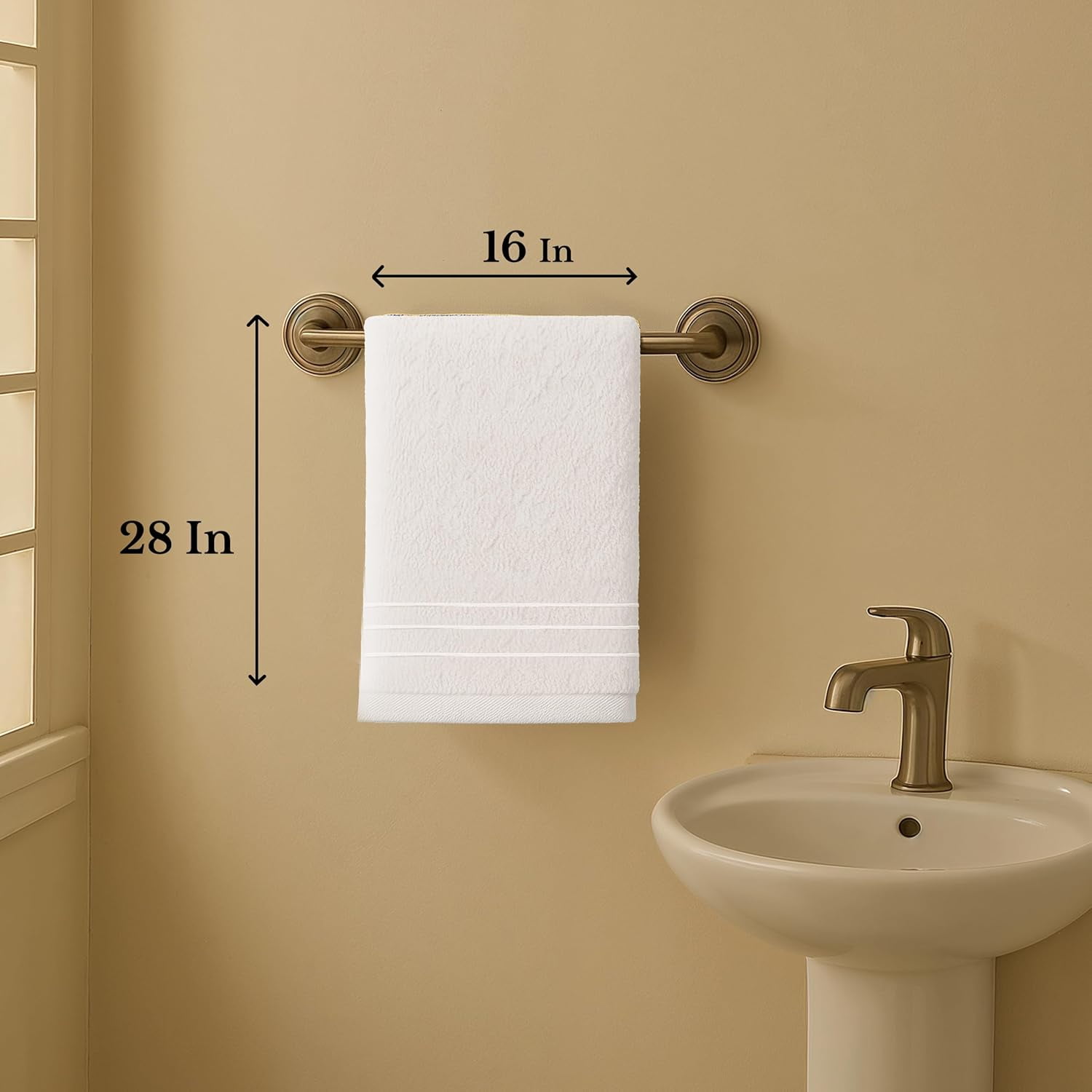 JJEAN-White Hand Towels for Bathroom - Pack of 4 (16"x28") 100% Cotton Hand & Face Towels - Soft, Durable, Quick Dry & Highly Absorbent, Fingertip Towel for Bathroom - Great for Gym, Salon, Spa & Fam