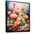 thumbnail image 2 of Designart "Peach Green Cactus Representation Colorfuled Acrylic V" Floral & Botanical Floater Framed Canvas Wall Art, 2 of 7