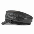 thumbnail image 4 of Men's Genuine Leather Rider-Style Newsboy Cap, Fashion Cadet Visor Hat, 4 of 6