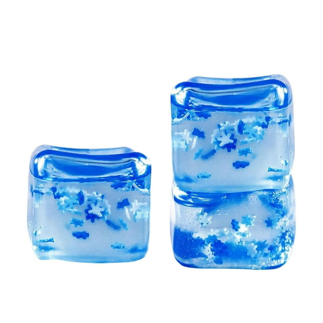 QIPOPIQ Stress Balls Ice Cube with Snowflakes Inside for Your Best Mellow and Chill, Snow Pieces Silent Nice Square Shape Anxiety Sensory Squishy Fidget Toy Slow Rise