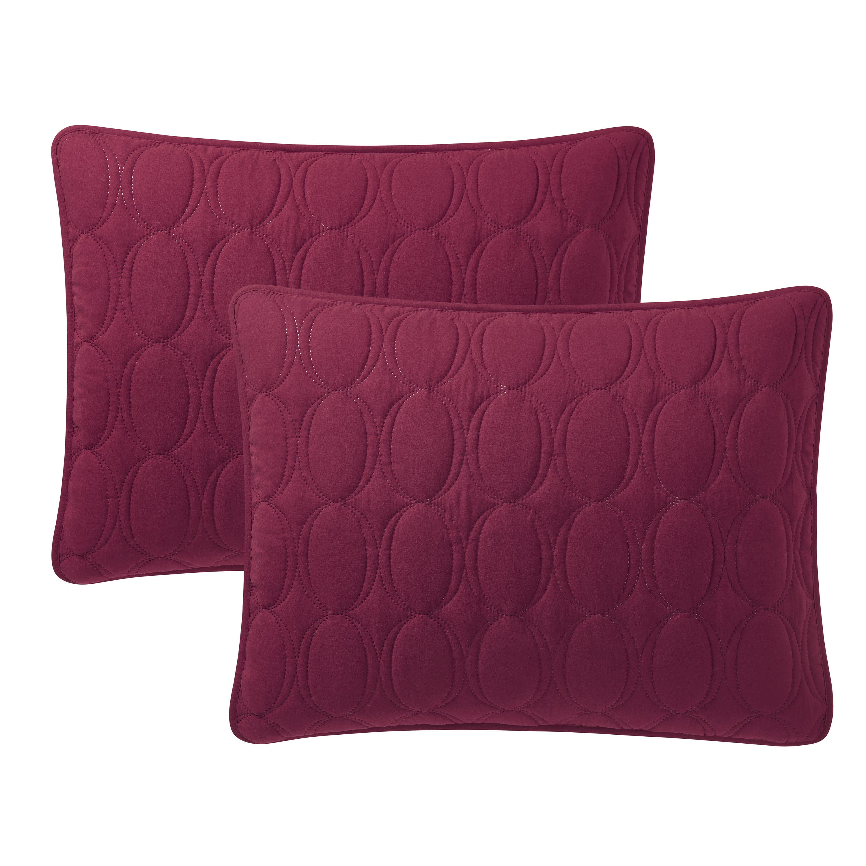 VCNY Home Circles 3-Piece Red Geometric Pinsonic Quilt Set, King, Adult, Unisex