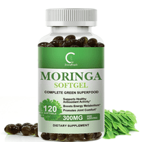 Moringa Capsules 300mg,  Pure Moringa Softgel Superfood Complex for Energy Metabolism & Heart Support, 120Ct