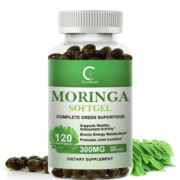 Moringa Capsules 300mg,  Pure Moringa Softgel Superfood Complex for Energy Metabolism & Heart Support, 120Ct
