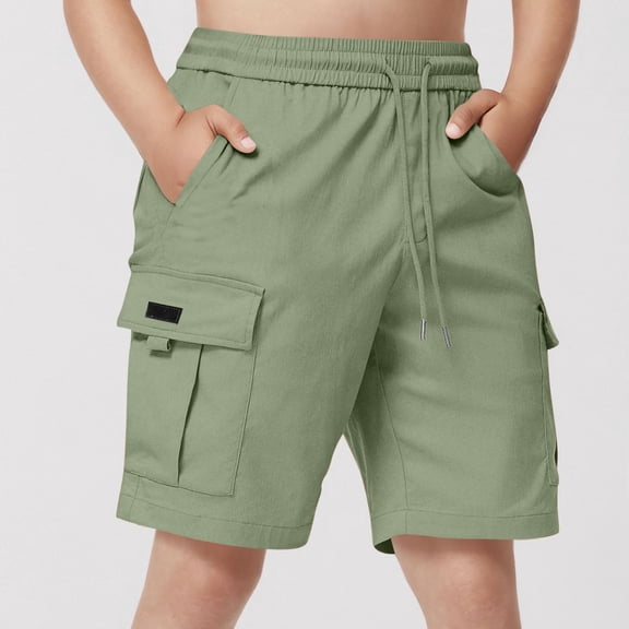 Caywon Boys Elastic Waist Cargo Shorts with Drawstring and Side Pockets, Summer Casual Outdoor Shorts for Kids Vacation and Daily Wear