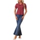 thumbnail image 2 of Blusa de mujer Inspire Chic con cuello Peter Pan, manga corta abullonada, estilo retro, talla XS, color burdeos, 2 of 5
