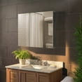 thumbnail image 2 of Bathroom Medicine Cabinet, Aluminum, Recessed/Surface Mount, 36" x 30", Right/Left Hinged, Mirrored Interior, 2 of 10