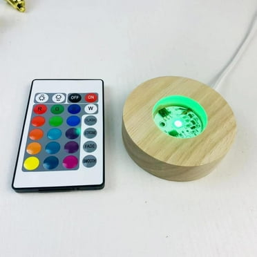 LED Wood Light Display Base for Selenite Tower ,Crystal Glass Art, Colorful Light Crystal Display Base Stand with Remote Control
