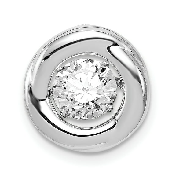 Sterling Silver Platinum-plated Polished Vibrant CZ Circle Pendant QP4390